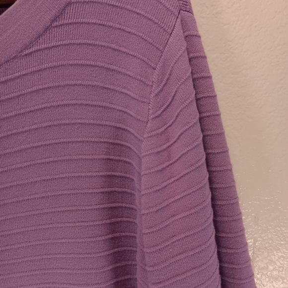 Evan-Picone Lavender Purple Ribbed Knit 100% Cotton Button Up Cardigan 1X - Picture 5 of 11